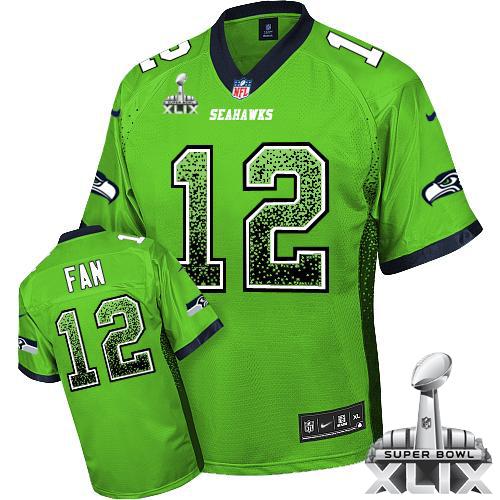 Nike Seahawks #12 Fan Green Super Bowl XLIX Men's Stitched NFL Elite Drift Fashion Jersey