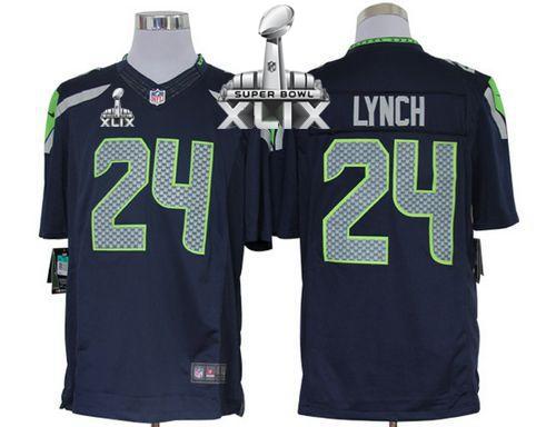 Nike Seahawks #24 Marshawn Lynch Steel Blue Team Color Super Bowl XLIX Men's Stitched NFL Limited Jersey
