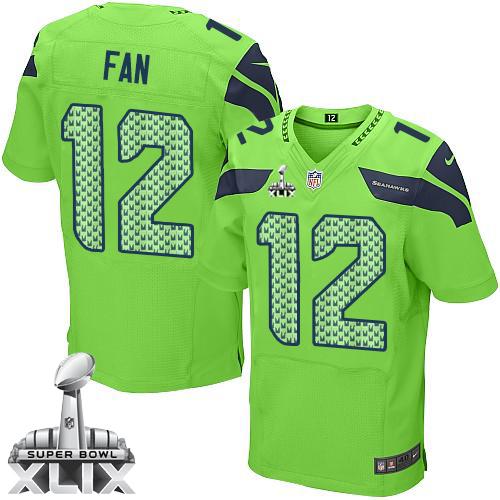 Nike Seahawks #12 Fan Green Alternate Super Bowl XLIX Men's Stitched NFL Elite Jersey