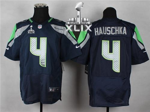 Nike Seahawks #4 Steven Hauschka Steel Blue Team Color Super Bowl XLIX Men's Stitched NFL Elite Jersey