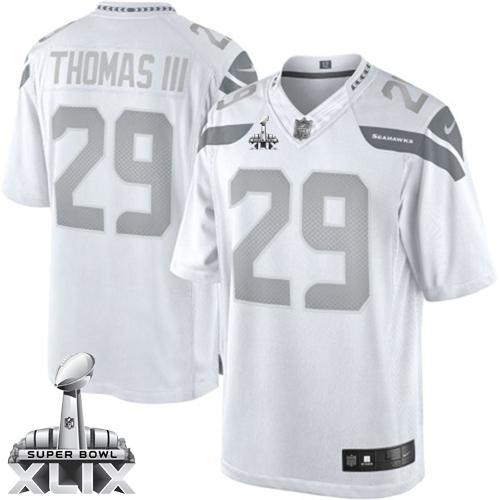 Nike Seahawks #29 Earl Thomas III White Super Bowl XLIX Men's Stitched NFL Limited Platinum Jersey