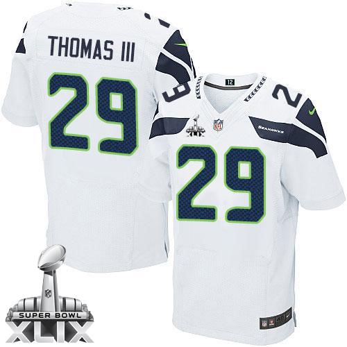 Nike Seahawks #29 Earl Thomas III White Super Bowl XLIX Men's Stitched NFL Elite Jersey