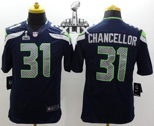 Nike Seahawks #31 Kam Chancellor Steel Blue Team Color Super Bowl XLIX Men's Stitched NFL Limited Jersey