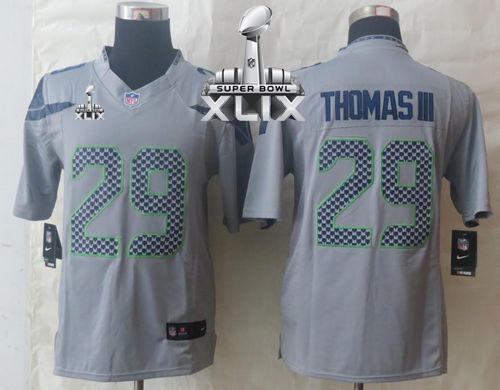 Nike Seahawks #29 Earl Thomas III Grey Alternate Super Bowl XLIX Men's Stitched NFL Limited Jersey