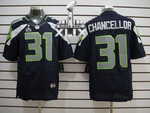 Nike Seahawks #31 Kam Chancellor Steel Blue Team Color Super Bowl XLIX Men's Stitched NFL Elite Jersey