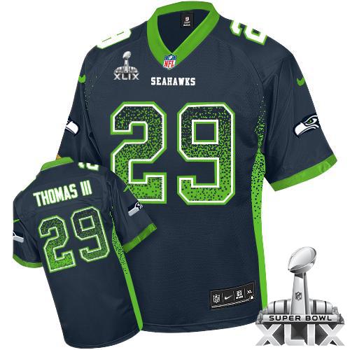 Nike Seahawks #29 Earl Thomas III Steel Blue Team Color Super Bowl XLIX Men's Stitched NFL Elite Drift Fashion Jersey