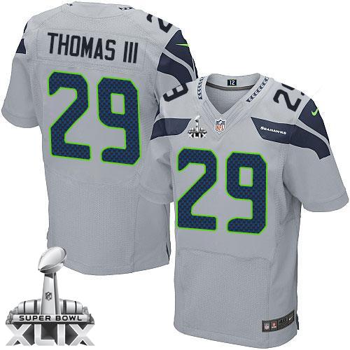 Nike Seahawks #29 Earl Thomas III Grey Alternate Super Bowl XLIX Men's Stitched NFL Elite Jersey