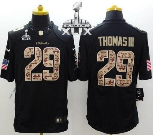 Nike Seahawks #29 Earl Thomas III Black Super Bowl XLIX Men's Stitched NFL Limited Salute to Service Jersey