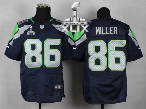 Nike Seahawks #86 Zach Miller Steel Blue Team Color Super Bowl XLIX Men's Stitched NFL Elite Jersey