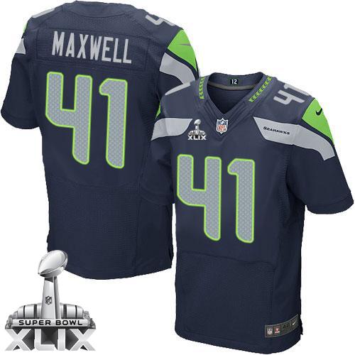 Nike Seahawks #41 Byron Maxwell Steel Blue Team Color Super Bowl XLIX Men's Stitched NFL Elite Jersey