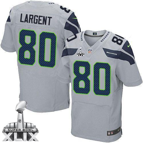 Nike Seahawks #80 Steve Largent Grey Alternate Super Bowl XLIX Men's Stitched NFL Elite Jersey