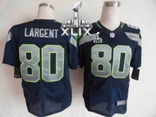 Nike Seahawks #80 Steve Largent Steel Blue Team Color Super Bowl XLIX Men's Stitched NFL Elite Jersey