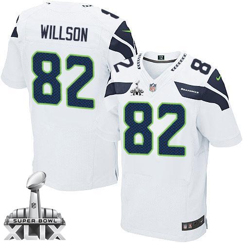 Nike Seahawks #82 Luke Willson White Super Bowl XLIX Men's Stitched NFL Elite Jersey