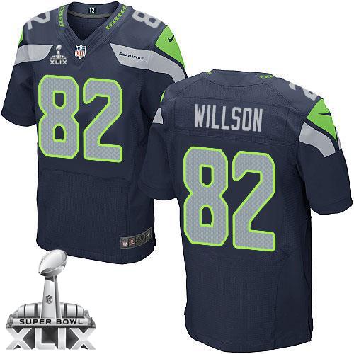 Nike Seahawks #82 Luke Willson Steel Blue Team Color Super Bowl XLIX Men's Stitched NFL Elite Jersey