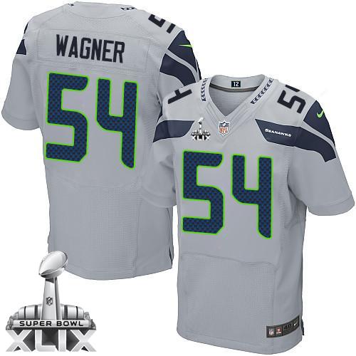 Nike Seahawks #54 Bobby Wagner Grey Alternate Super Bowl XLIX Men's Stitched NFL Elite Jersey