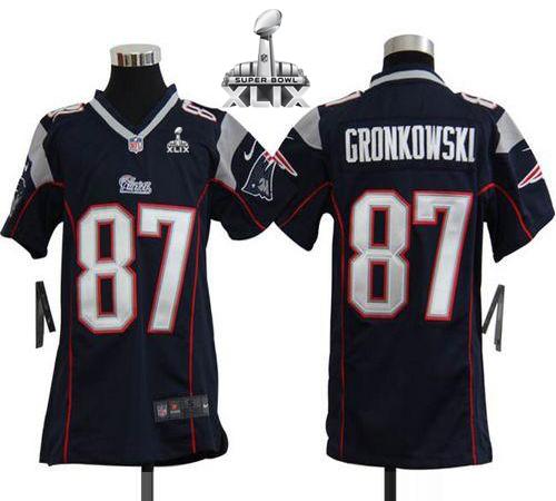 Youth Nike Patriots #87 Rob Gronkowski Navy Blue Team Color Super Bowl XLIX Stitched NFL Elite Jersey