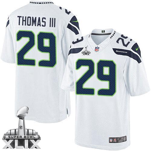 Youth Nike Seahawks #29 Earl Thomas III White Super Bowl XLIX Stitched NFL Elite Jersey