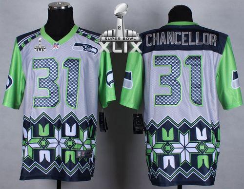 Nike Seahawks #31 Kam Chancellor Grey Super Bowl XLIX Men's Stitched NFL Elite Noble Fashion Jersey