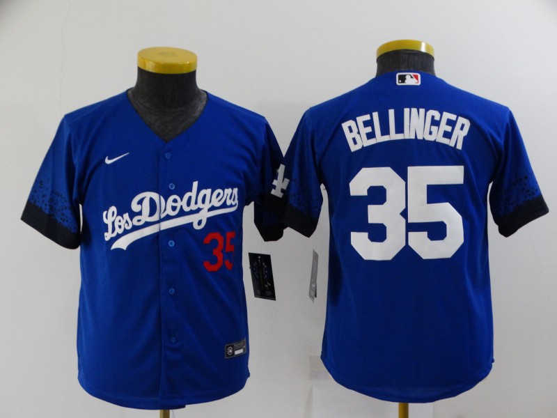 Women's Los Angeles Dodgers #35 Cody Bellinger Blue 2021 City Connect Number Cool Base Stitched Jersey