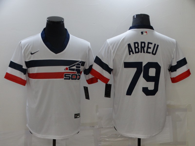 Men's Chicago White Sox #79 Jose Abreu White Throwback Cool Base Nike Jersey Men's Chicago White Sox #79 Jose Abreu White Throwback Cool Base Nike Jersey