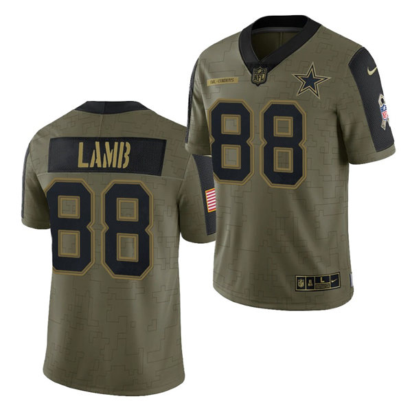 Mens Dallas Cowboys #88 CeeDee Lamb Nike Olive 2021 Salute To Service Limited Jersey