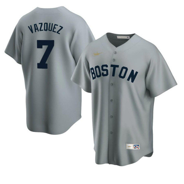 Mens Boston Red Sox #7 Christian Vazque Nike Gray Cooperstown Collection Jersey