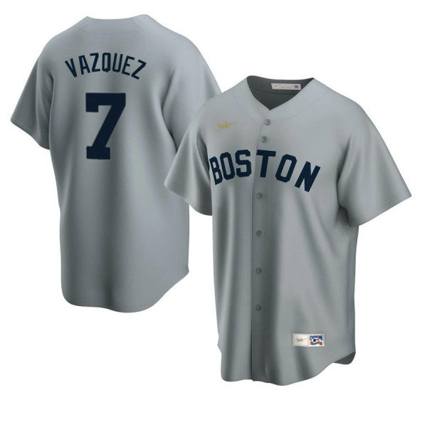 Mens Boston Red Sox #7 Christian Vazque Nike Gray Cooperstown Collection Jersey Mens Boston Red Sox #7 Christian Vazque Nike Gray Cooperstown Collection Jersey