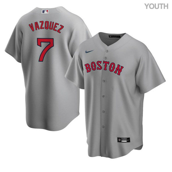 Youth Boston Red Sox #7 Christian Vazque Nike Gray Road Cool Base Jersey