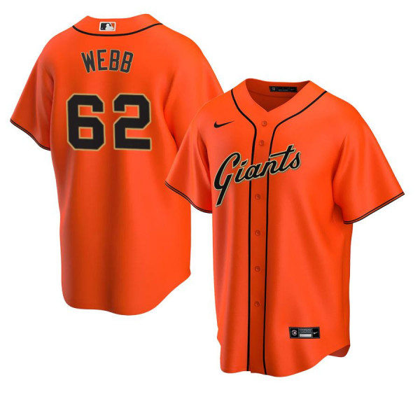 Mens San Francisco Giants #62 Logan Webb Nike Orange Alternate Coolbase Jersey