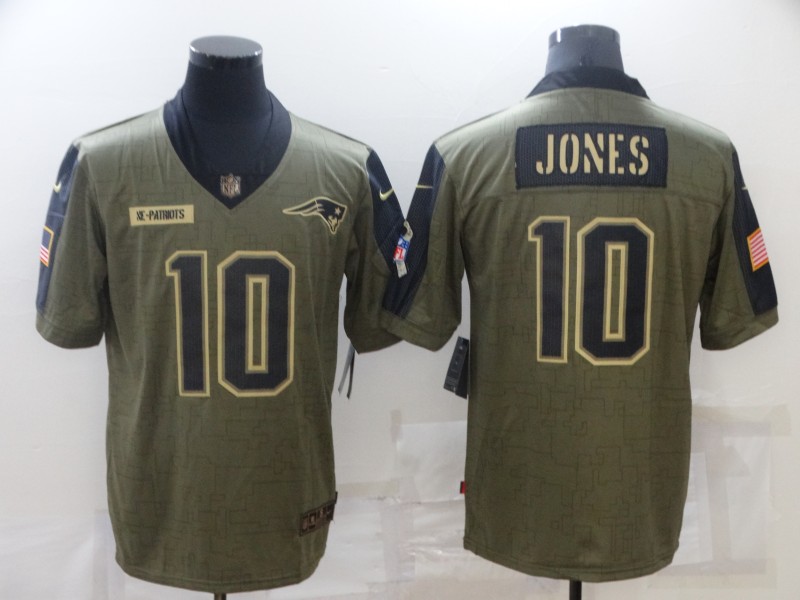 Men's New England Patriots #10 Mac Jones 2021 Olive Salute To Service Limited Stitched Jersey