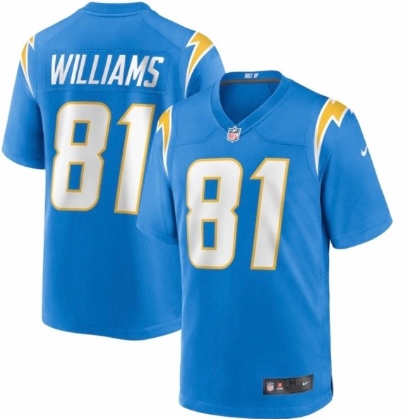 Men's Los Angeles Chargers #81 Mike Williams Light Blue NEW Vapor Untouchable Stitched NFL Nike Limited Jersey