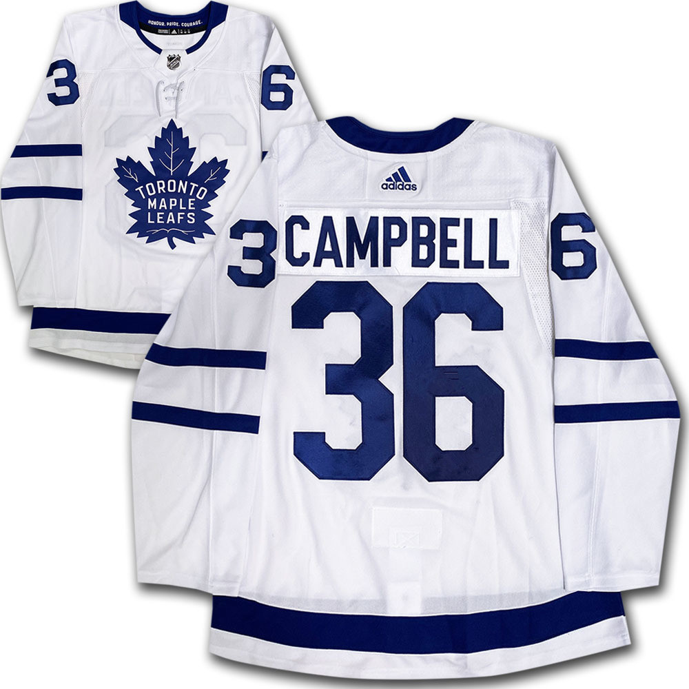 Men's Toronto Maple Leafs #36 Jack Campbell White Road Stitched Adidas NHL Jersey
