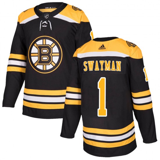 Men's Boston Bruins #1 Jeremy Swayman Adidas Authentic Home Jersey - Black