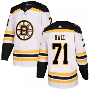 Men's Boston Bruins #71 Taylor Hall Adidas Authentic Away White Jersey