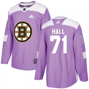 Men's Boston Bruins #71 Taylor Hall Adidas Authentic Fights Cancer Practice Purple Jersey