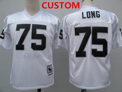 Men's Oakland Raiders Custom White Throwback Jersey Men's Oakland Raiders Custom White Throwback Jersey