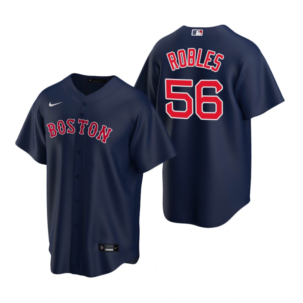 Mens Boston Red Sox #56 Hansel Robles Nike Navy Alternate Cool Base Jersey
