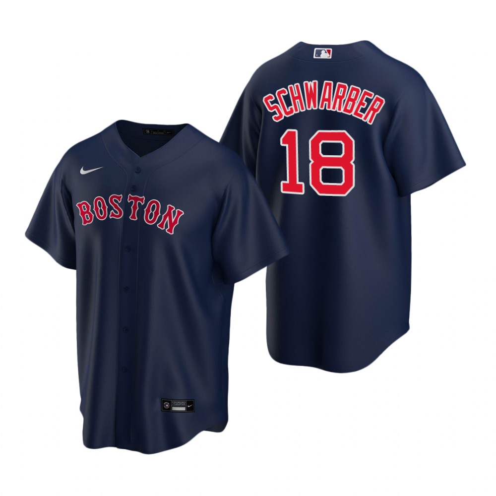 Mens Boston Red Sox #18 Kyle Schwarber Nike Navy Alternate Cool Base Jersey