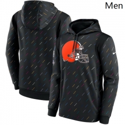 Men Cleveland Browns Nike Charcoal 2021 NFL Crucial Catch Therma Pullover Hoodie