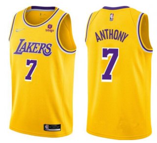 Men's Yellow Los Angeles Lakers #7 Carmelo Anthony bibigo Stitched Basketball Jersey