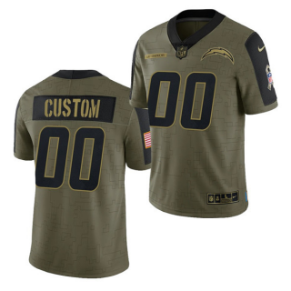 Men's Olive Los Angeles Chargers ACTIVE PLAYER Custom 2021 Salute To Service Limited Stitched Jersey