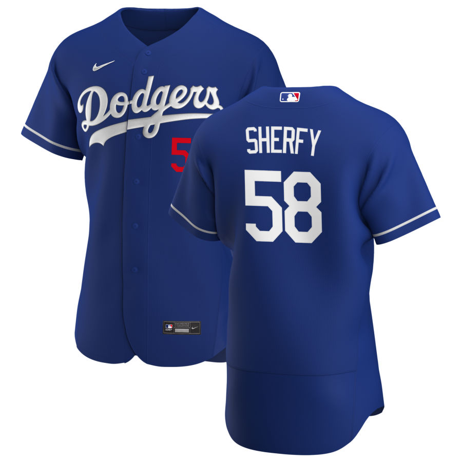 Mens Los Angeles Dodgers #58 Jimmie Sherfy Nike Royal Alternate FlexBase Jersey