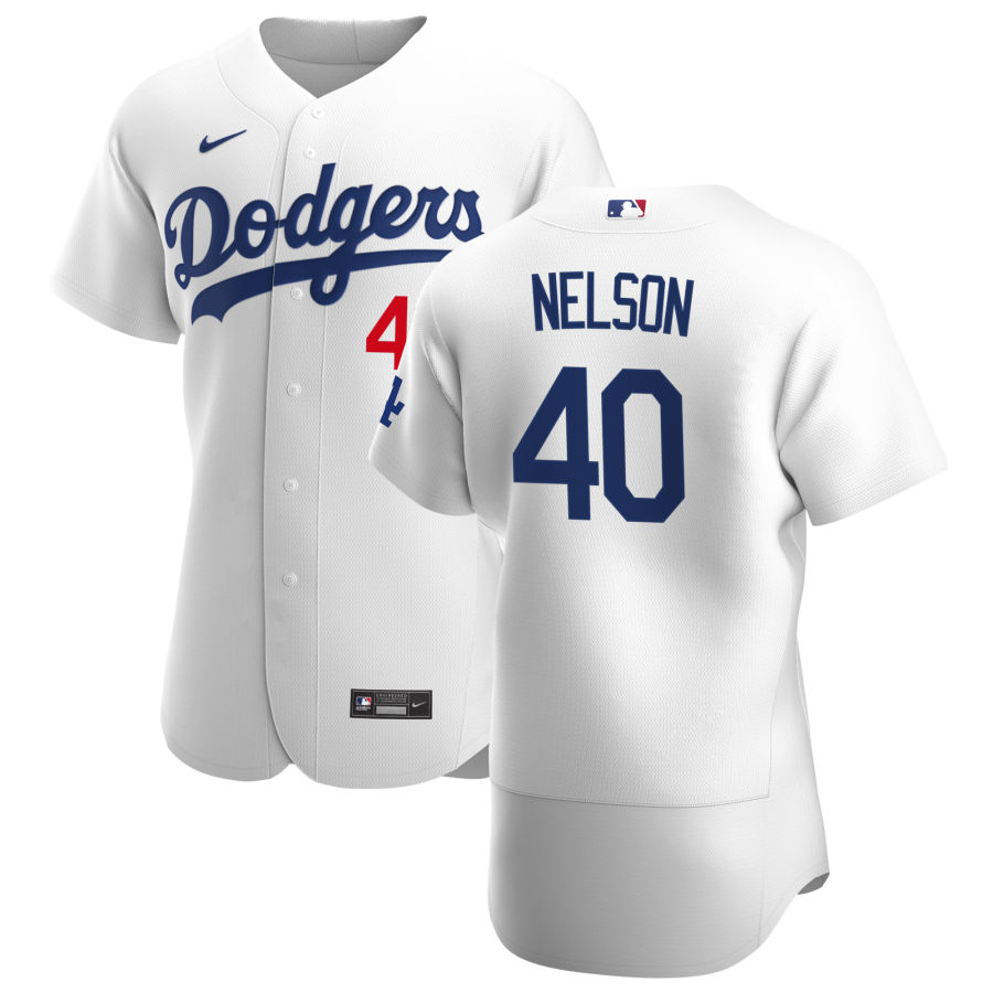 Mens Los Angeles Dodgers #40 Jimmy Nelson Nike White Home FlexBase Jersey