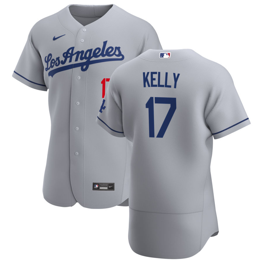 Mens Los Angeles Dodgers #17 Joe Kelly Nike Grey Los Angeles FlexBase Jersey