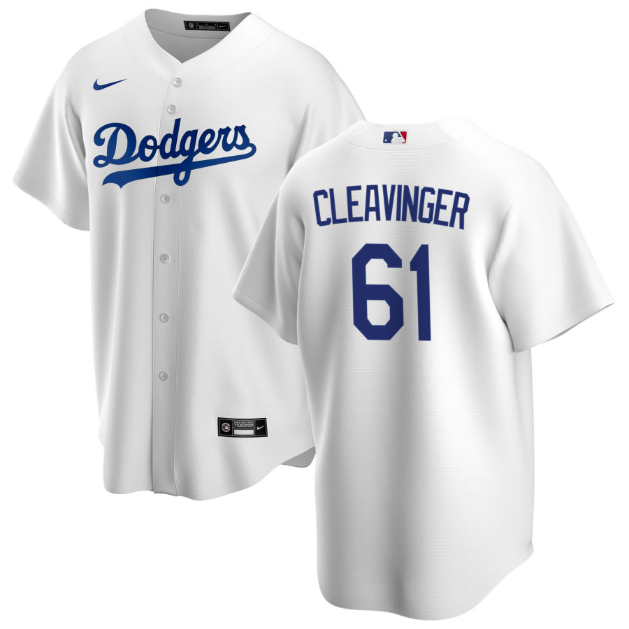 Youth Los Angeles Dodgers #61 Garrett Cleavinger Nike White Home Cool Base Jersey