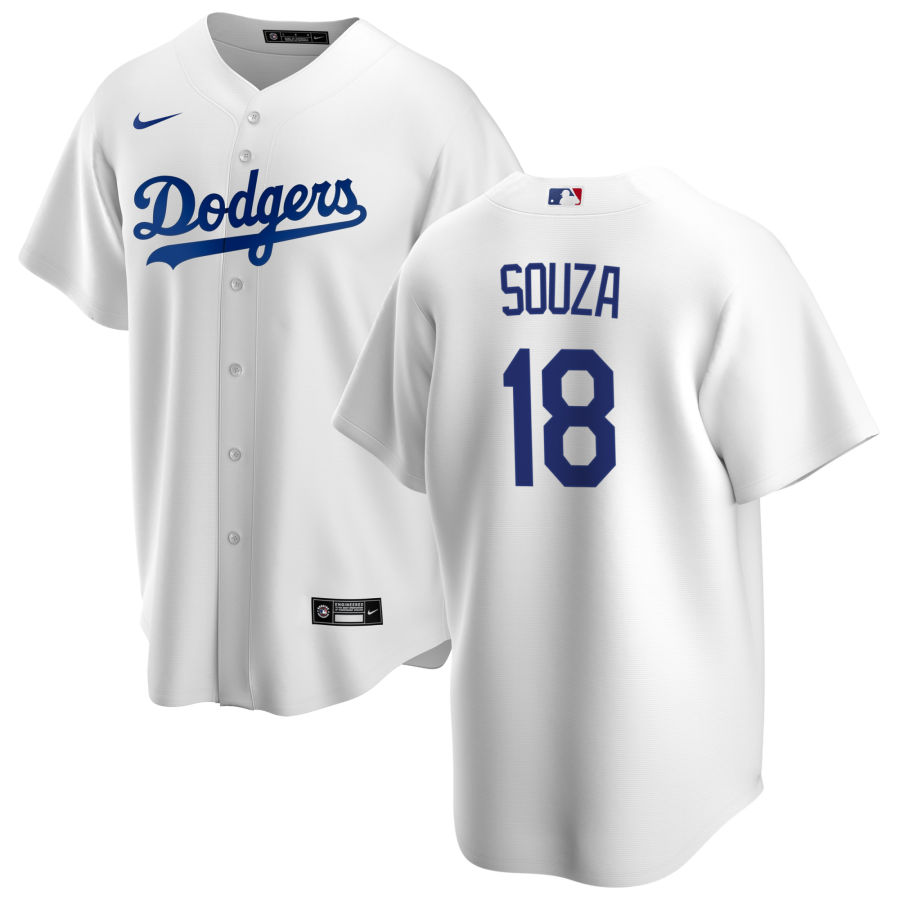 Youth Los Angeles Dodgers #18 Steven Souza Jr. Nike White Home Cool Base Jersey