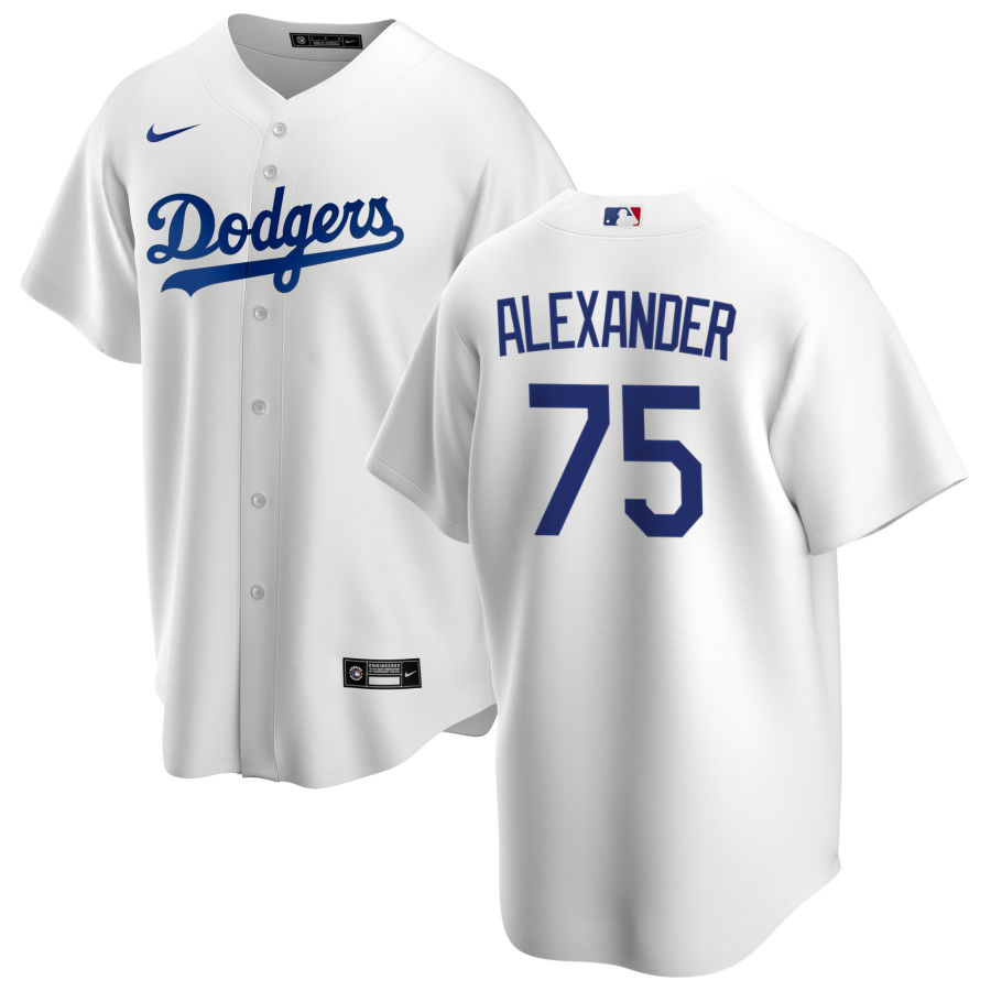 Youth Los Angeles Dodgers #75 Scott Alexander Nike White Home Cool Base Jersey
