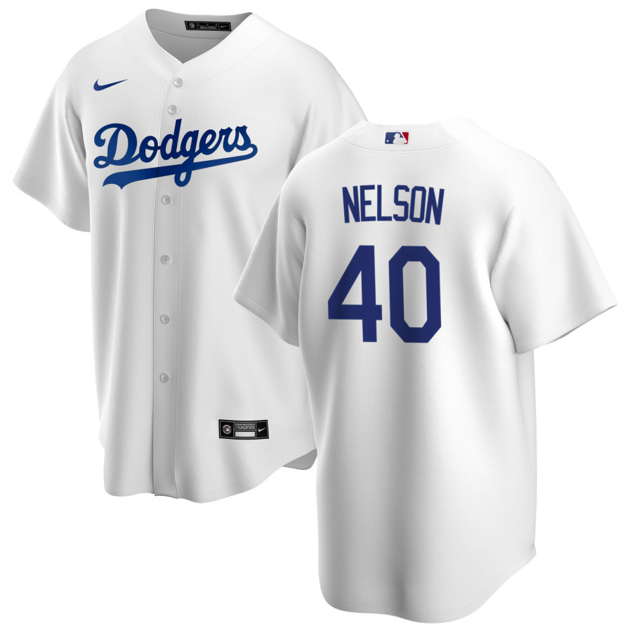 Youth Los Angeles Dodgers #40 Jimmy Nelson Nike White Home Cool Base Jersey
