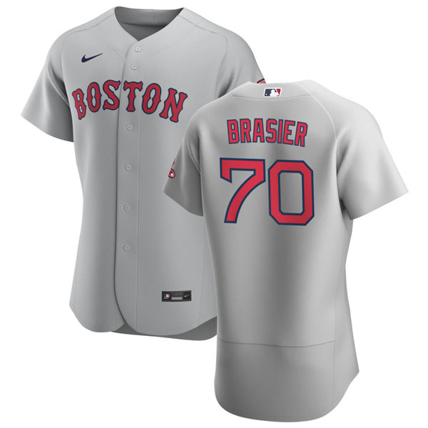 Mens Boston Red Sox #70 Ryan Brasier Nike Gray Road Flex Base Jersey