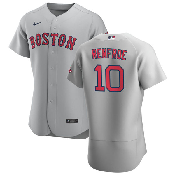 Mens Boston Red Sox #10 Hunter Renfroe Nike Gray Road Flex Base Jersey